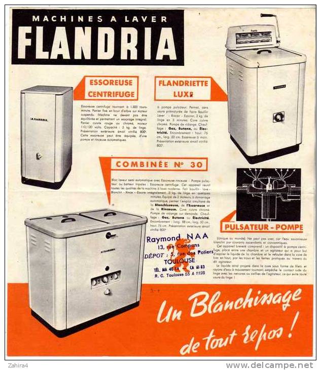 FLANDRIA - Wattrelos (Nord) - Machines à Laver - Flandriette-Combinée N°30-Super 28 -Buanderie N°24 Etc ... - Publicités