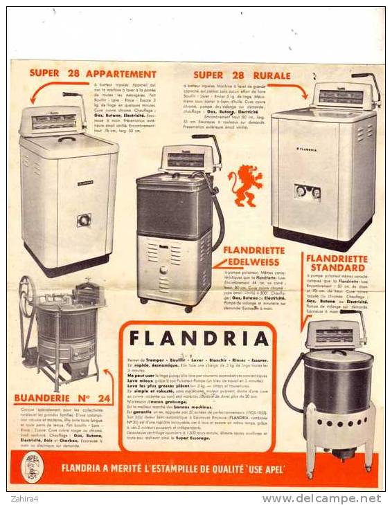 FLANDRIA - Wattrelos (Nord) - Machines à Laver - Flandriette-Combinée N°30-Super 28 -Buanderie N°24 Etc ... - Publicités