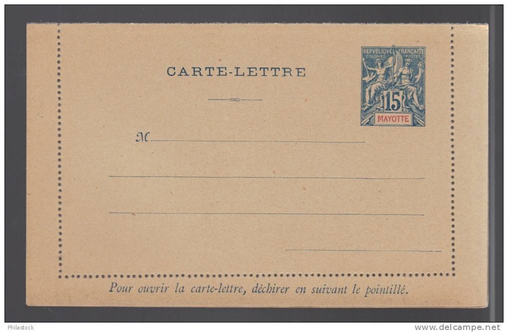 MAYOTTE EP 15 Ct Carte Lettre - Enteros Postales & PAP