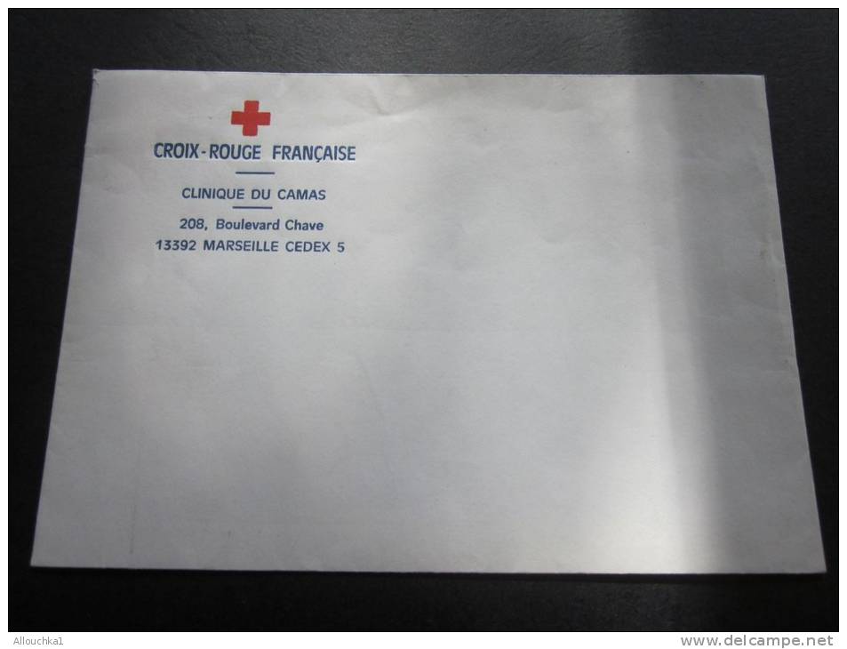 Lettre Enveloppe Vierge à En Tête De La Croix Rouge Française Clinique Du Camas Bd Chave Marseille Cruz Roja Red Cross - Rotes Kreuz