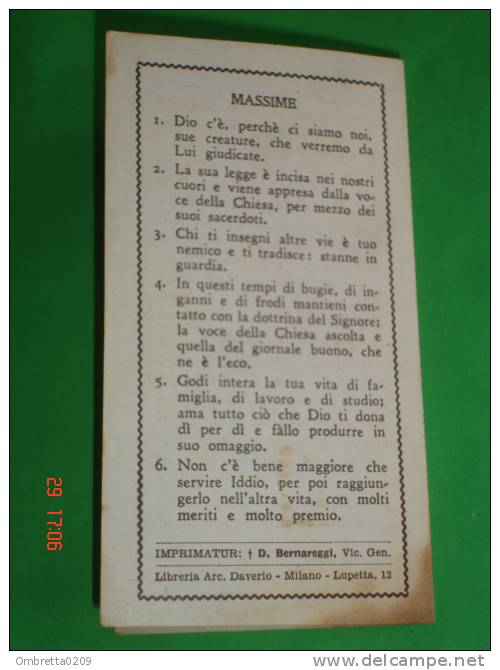 Anno 1948 - ROBILANTE,Cuneo - ISTITUTO CLIMATICO - Comunione Pasquale - Santino Libreria Daverio Milano - Devotion Images