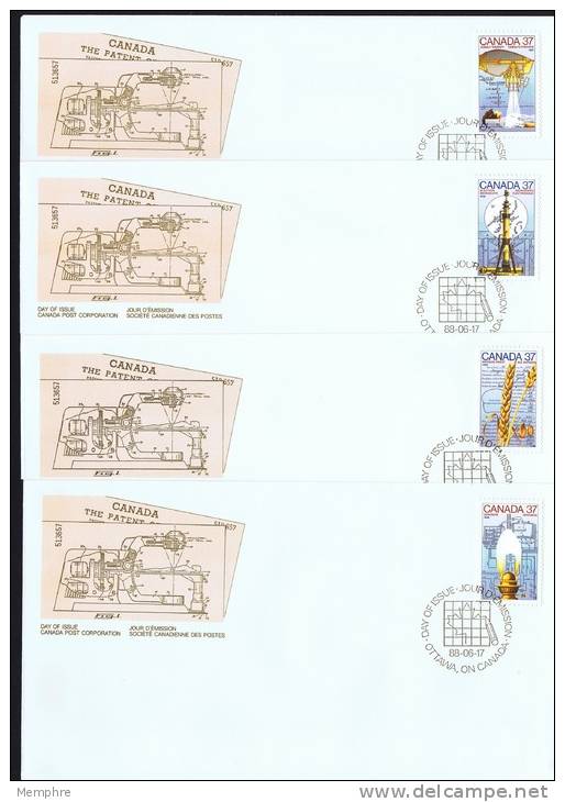 1988  Science And Technologyl: Kerosene,  Wheat, Electron Microscope, Cobalt Therapy Sc 1206-9   Singles On 4 FDCs - 1981-1990