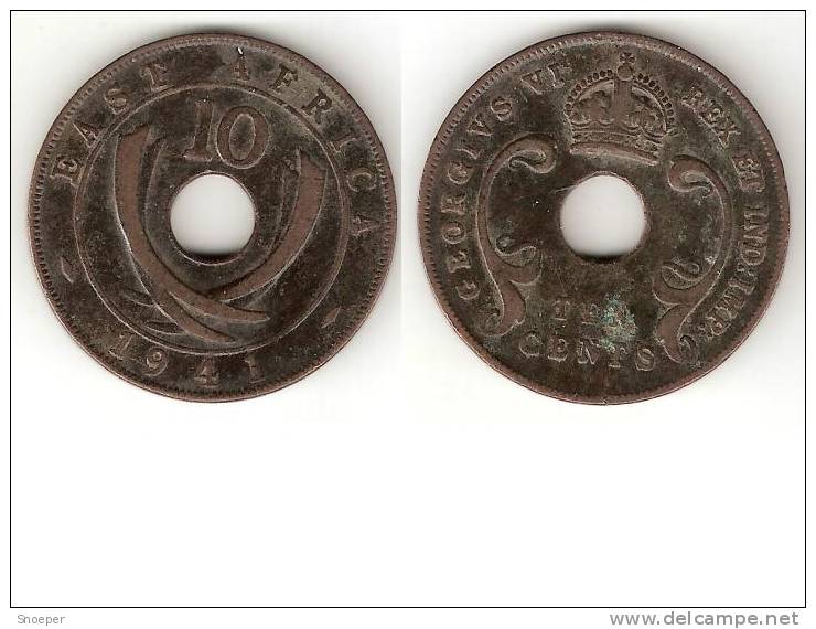 East Africa 10 Cents 1941   Km 26.1   Vf+ - Colonia Británica