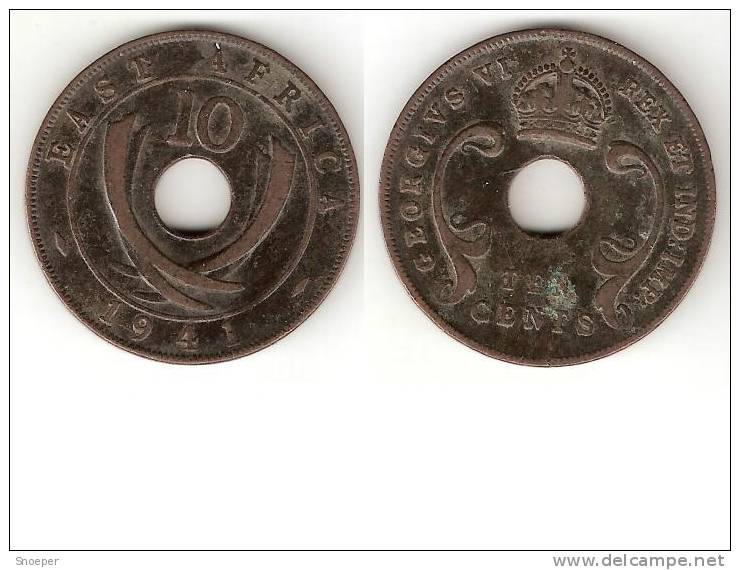 East Africa 10 Cents 1941   Km 26.1   Vf+ - Britische Kolonie