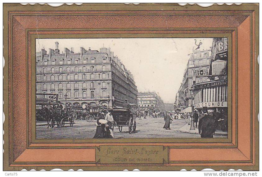 Paris 75009 - Gare De Chemins De Fer  Saint-Lazare - Fantaisie Façon Cadre Bois - Métro Parisien, Gares