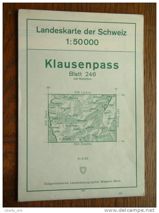 Landeskarte KLAUSENPASS ( Blatt 246 ) Anno 1973 - 1 : 50.000 ( Suisse / Schweiz ) ! - Europe