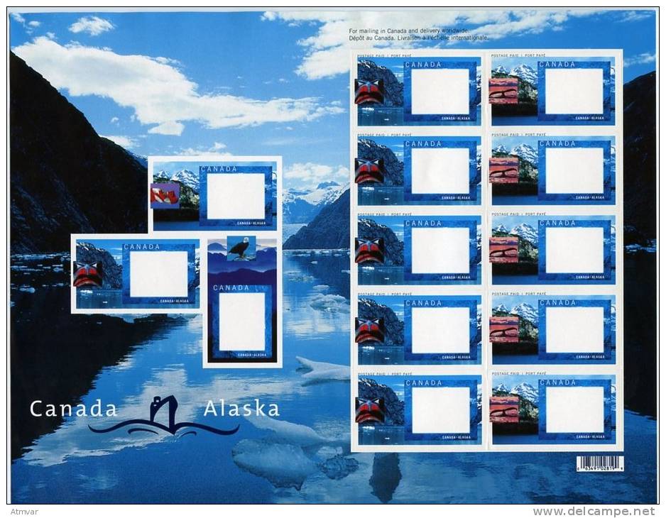 1116. CANADA (2003) - Scott #1991C + #1991D MNH Full Sheet Of 10 Canada-Alaska Picture Postage - Feuilles Complètes Et Multiples