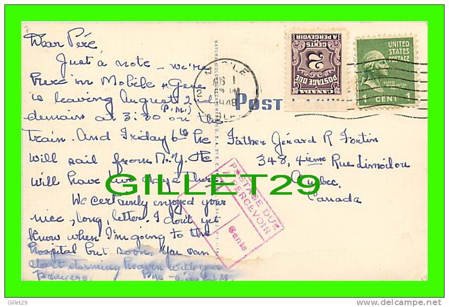 MOBILE, AL - BATTLE HOUSEE - ANIMATED WITH OLD CARS - TRAVEL IN 1948 - POSTAGE DUE - - Mobile