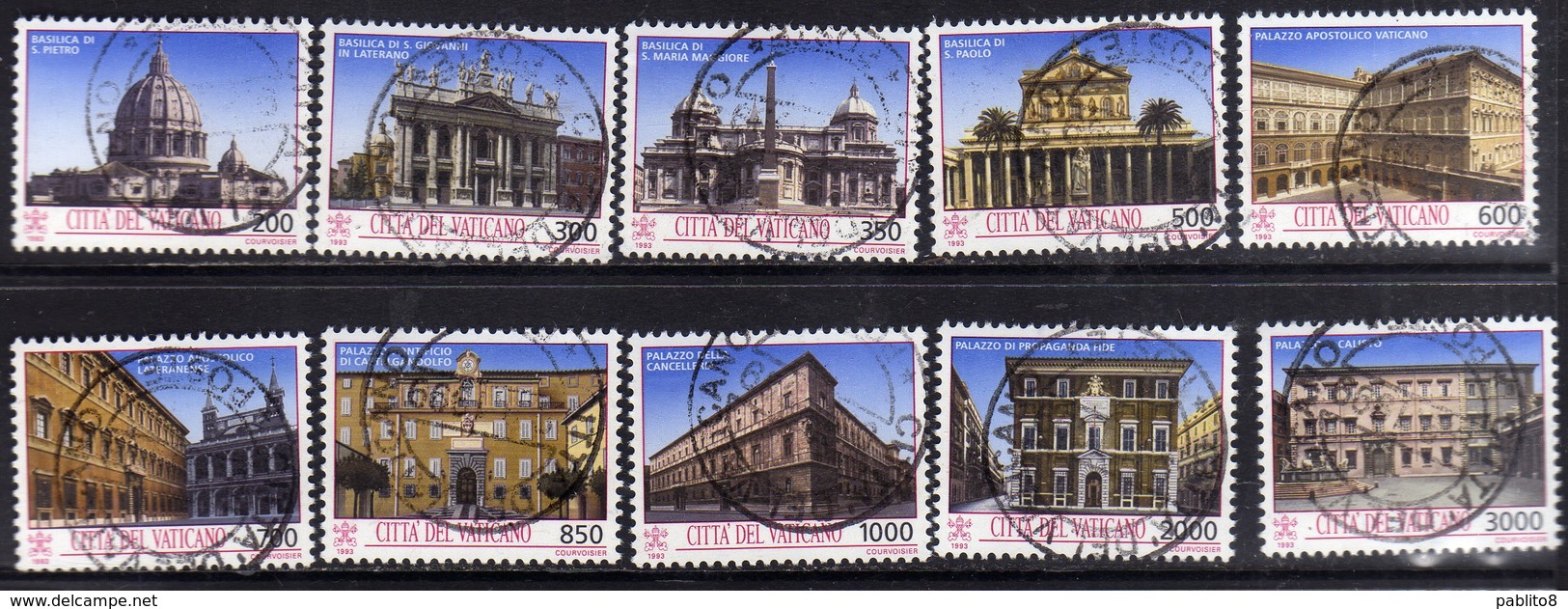 CITTÀ DEL VATICANO VATIKAN VATICAN 1993 TESORI D'ARTE TREASURES OF ART SERIE COMPLETA COMPLETE SET USATA USED OBLITERE' - Oblitérés