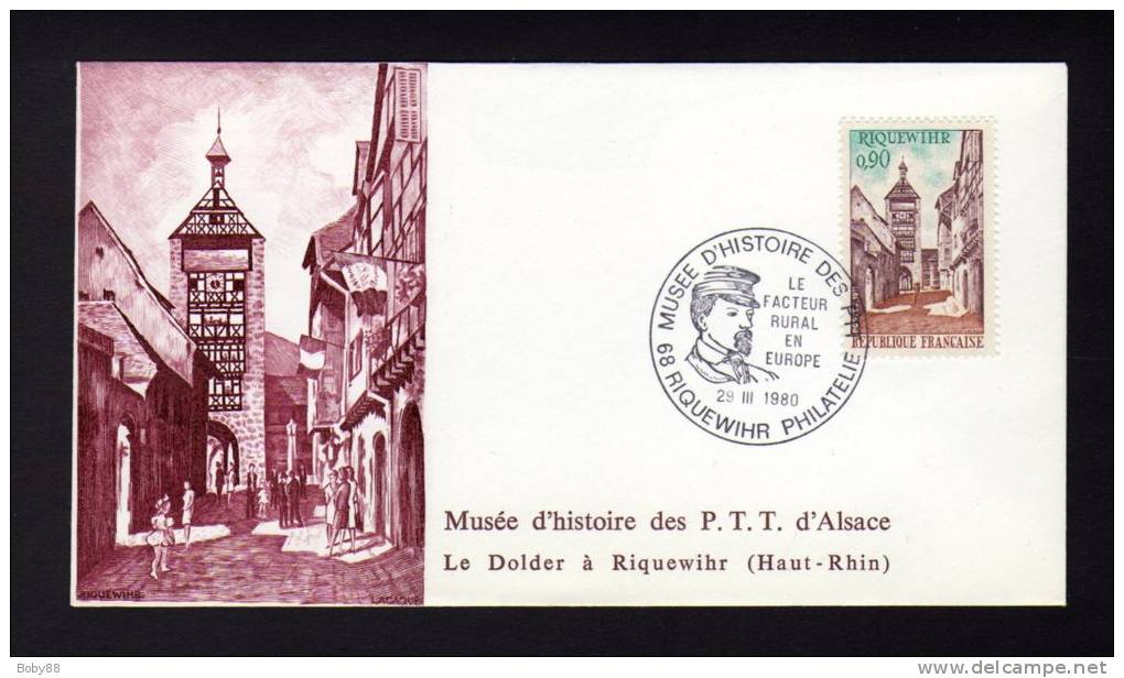 Lettre Avec CàD 68 RIQUEWIHR PHILATELIE Le Facteur Rural En Europe MUSEE D´HISTOIRE DES PTT 04/04/1981 - Réf A928 - Bolli Commemorativi