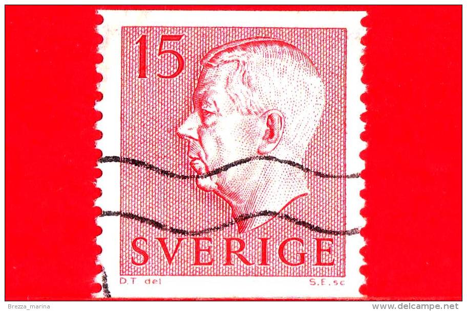 SVEZIA - Sverige - Usato - 1961 - Effige Di Re Gustavo VI Adolfo - 15 - Oblitérés