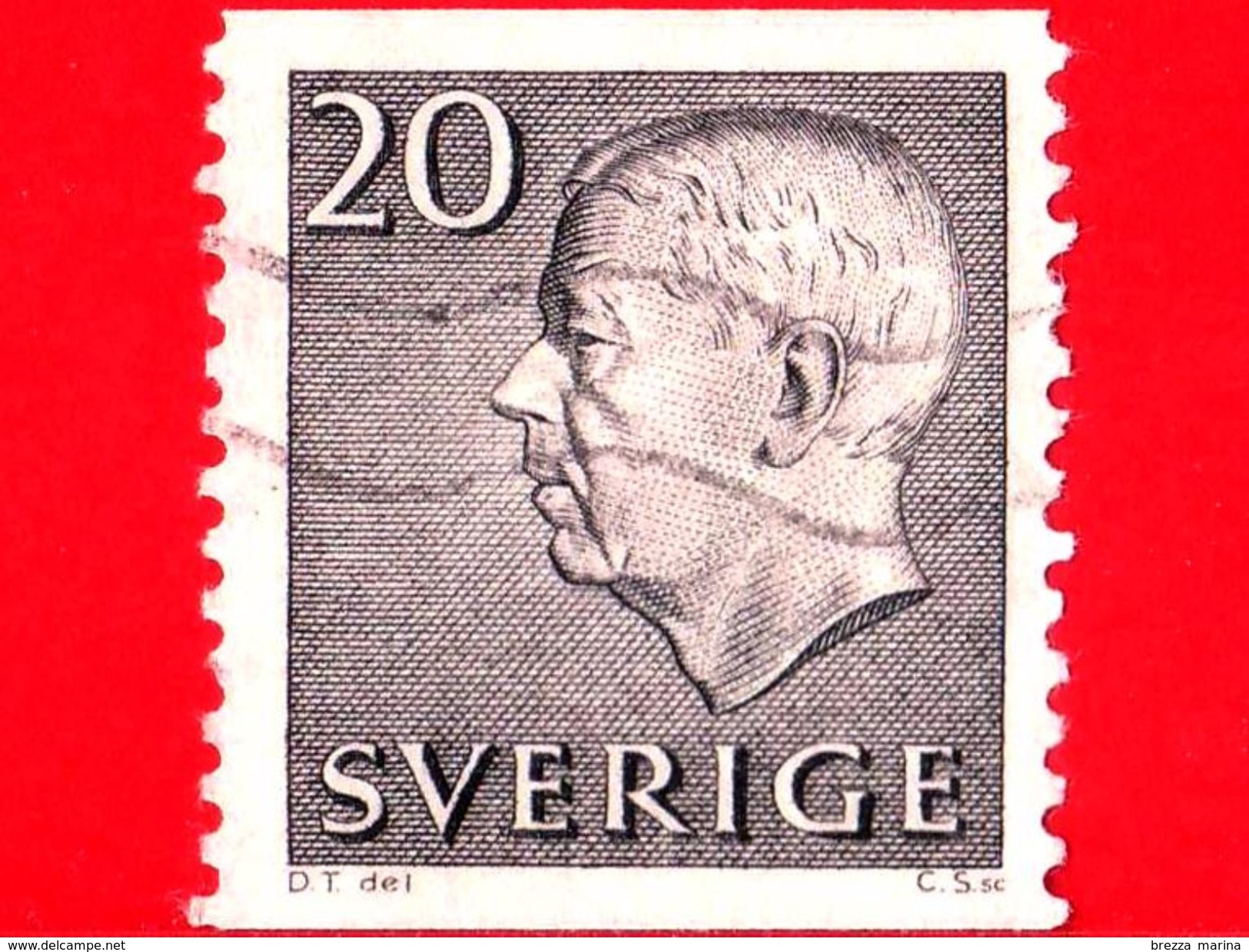 SVEZIA - Usato - 1961 - Effige Di Re Gustavo VI Adolfo - 20 - Oblitérés