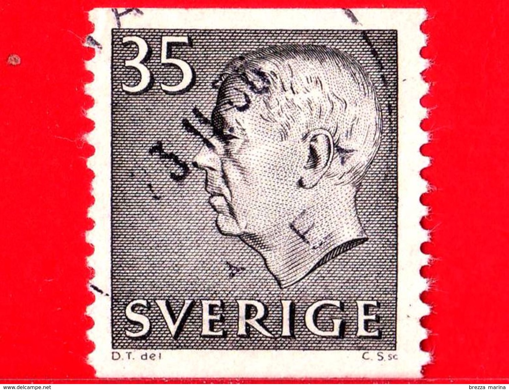 SVEZIA - Usato - 1964 - Effige Di Re Gustavo VI Adolfo - 35 - Oblitérés