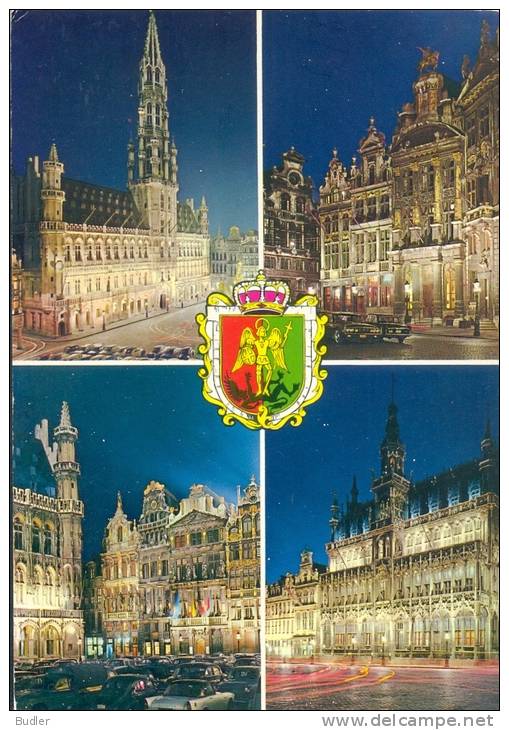 Postkaart / Carte Postale / Postcard :##BRUSSELS##: De Grote Markt En Het Stadhuis, La Grande Place Et L´Hôtel De Ville, - Bruxelles La Nuit