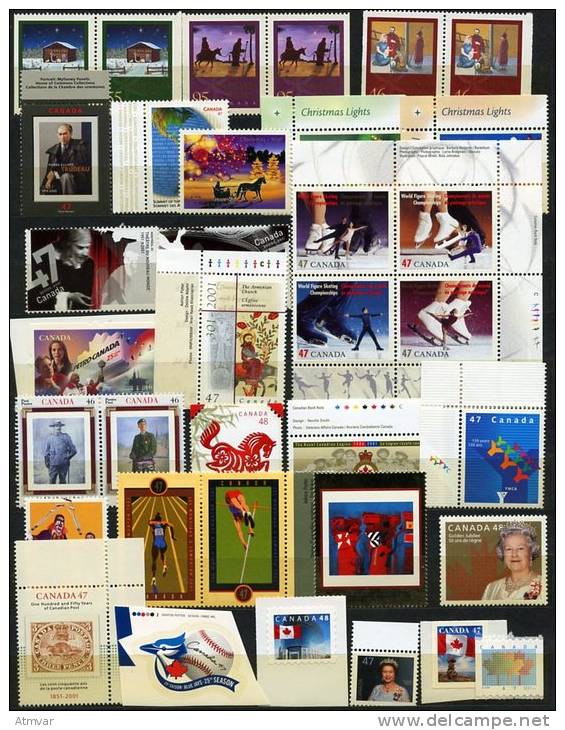 1118. CANADA (2001) - Mint Sets, Booklets, Folders, Sheets / Séries, Feuillets, Carnets (3 SCANS ) - Face 33.20 $CAD - Nuevos