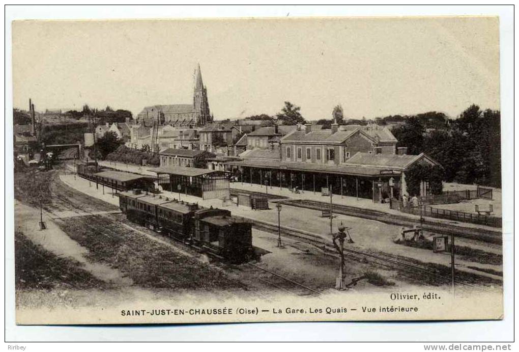 CPA ST JUST EN CHAUSSEE - La Gare Et Les Quais - Vue Intérieure / Dept De L'OISE - Saint Just En Chaussee