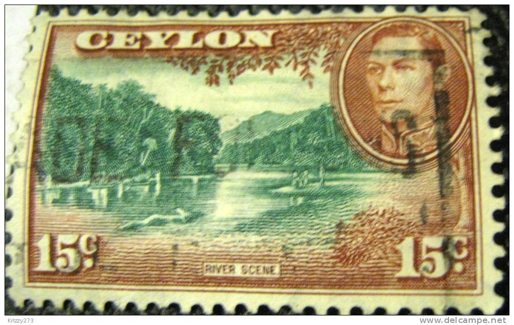 Ceylon 1938 River Scene 15c - Used - Ceylan (...-1947)