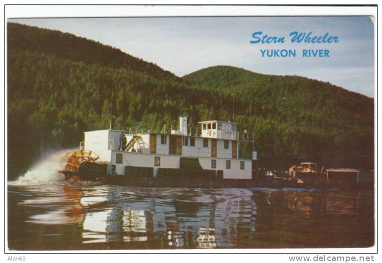 Yukon River Boat AK Alaska, Paddle-wheel Riverboat, C1950s/60s Vintage Postcard - Other & Unclassified