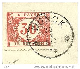 337 Op Kaart Met Stempel GHLIN , Getaxeerd (taxe) Met TX35 Met Sterstempel (Relais) * WONCK * (Rare Sterstempel Op Taxe) - 1932 Ceres And Mercurius