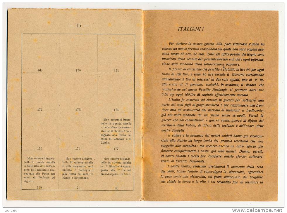 LIBRETTO DI SOTTOSCRIZIONE POPOLARE PATRIOTTICA AL PRESTITO NAZIONALE 1917 - Documents Historiques