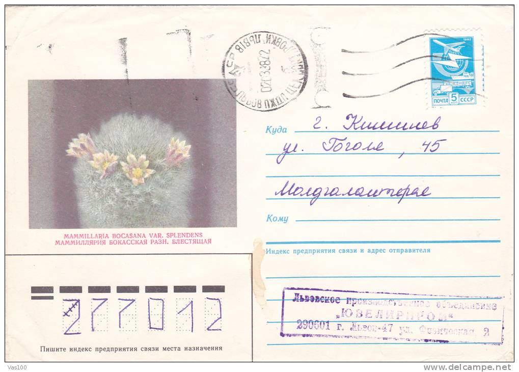 CACTUS, COVER STATIONERY, ENTIERE POSTAUX,  1988, RUSIA - Cactusses