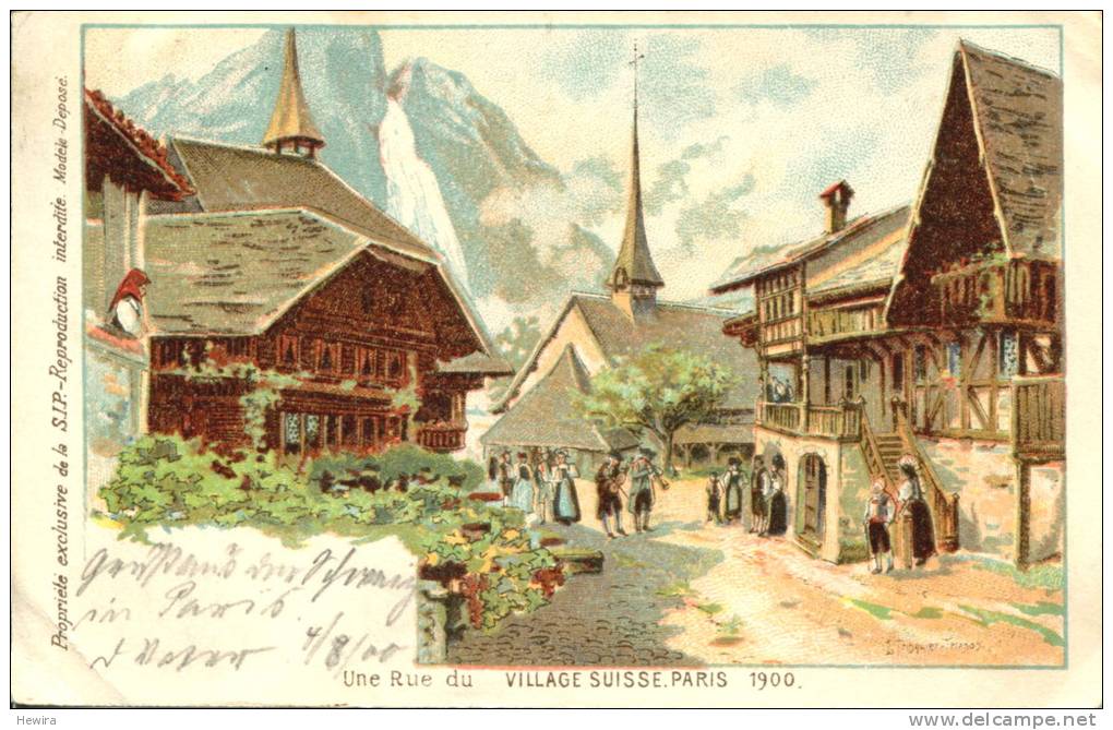 AK Schweiz 1900 Une Rue Du Village Suisse - Karte Von Der Weltausstellung In Paris 1900 - Exposition Universelle - Autres & Non Classés