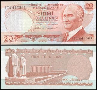 Turkey #187b, 20 Lira, L.1970, UNC / NEUF - Türkei