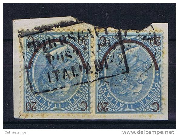 Italy: E1865 Sa 23 Ann. Piroscafi Postali Italinai, On Paper, Pair Of 2 Stamps - Usati