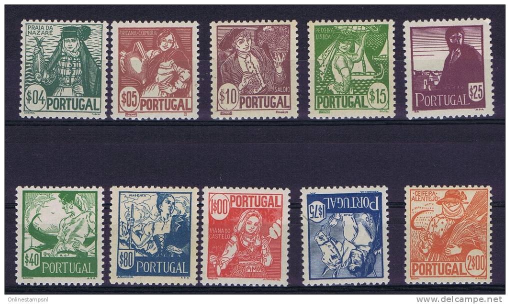 Portugal: 1941, Mi 632-641, MNH/**  , 1,75 Has A Gum Fold - Nuevos