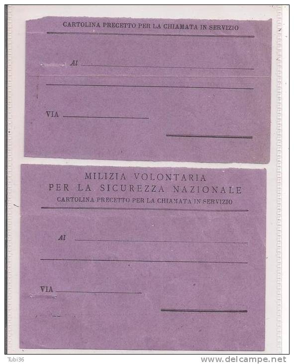 MILIZIA VOLONTARIA PER LA SICUREZZA NAZIONALE, CARTOLINA PRECETTO PER LA CHIAMATA IN SERVIZIO, 1916,  COMPLETA - Altri & Non Classificati