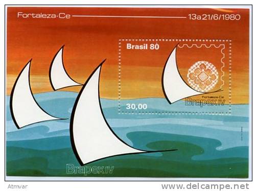 1152. BRASIL / BRAZIL (1980) - BRAPEX IV - Fortaleza, Stamps Exhibition (sea, Sailing Boat) - Mint / Neuf - Blocks & Sheetlets