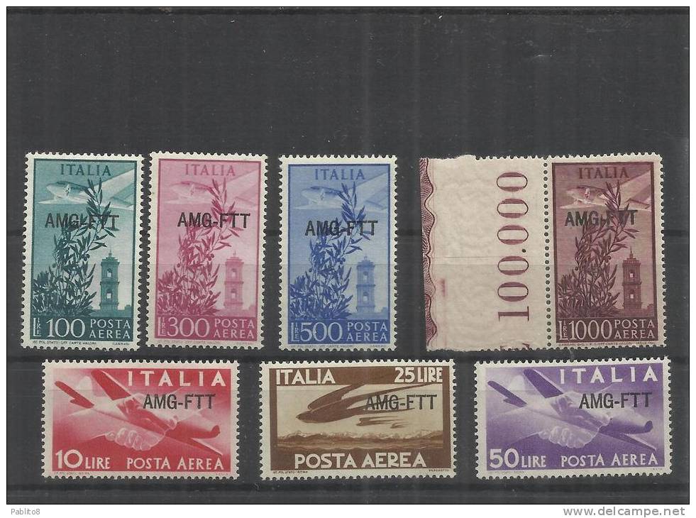 TRIESTE A 1949 - 1952 AMG-FTT OVERPRINTED AIR MAIL POSTA AEREA DEMOCRATICA E CAMPIDOGLIO SERIE COMPLETA MNH BEN CENTRATA - Poste Aérienne