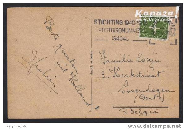 1946 - NEDERLAND - Card + SG 639 ["Van Krimpen"] + AMSTERDAM O.S. - Lettres & Documents