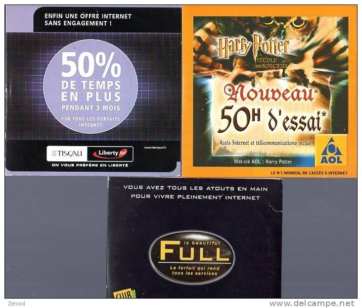 Lot De 3 Kit De Connexion Internet : AOL - Tiscali - Club Internet - Internetanschluss-Sets