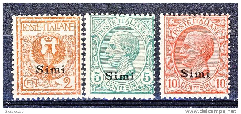 Simi, Isole Dell'Egeo 1912 SS 79 N. 1 - 3 MNH - Ägäis (Simi)