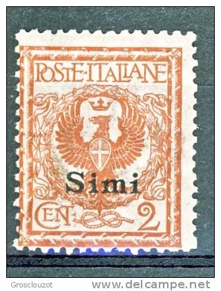 Simi, Isole Dell'Egeo 1912 SS 79 N. 1 C. 2 Rosso Bruno MNH - Egeo (Simi)