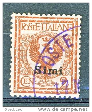 Simi, Isole Dell'Egeo 1912 SS 79 N. 1 C. 2 Rosso Bruno USATO - Egée (Simi)