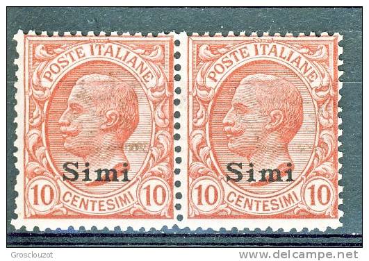 Simi, Isole Dell'Egeo 1912 SS 79 N. 3 C. 10 Rosa Coppia Orizzontale MNH .jpg - Egée (Simi)