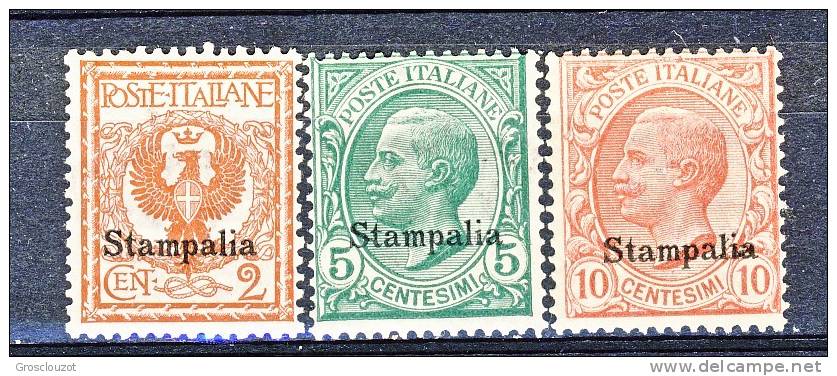 Stampalia, Isole Dell'Egeo 1912 SS 82 N. 1 - 3 MNH - Aegean (Stampalia)