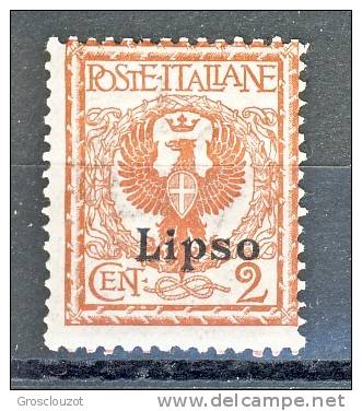 Lisso, Isole Dell'Egeo 1912 SS 60 N. 1 C. 2 Rosso Bruno MNH - Egeo (Lipso)