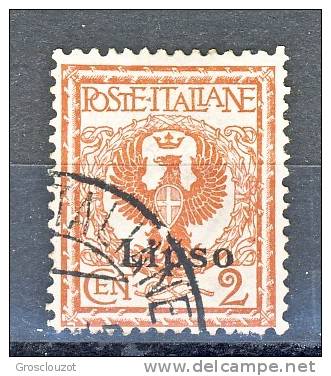 Lisso, Isole Dell'Egeo 1912 SS 60 N. 1 C. 2 Rosso Bruno USATO - Egeo (Lipso)