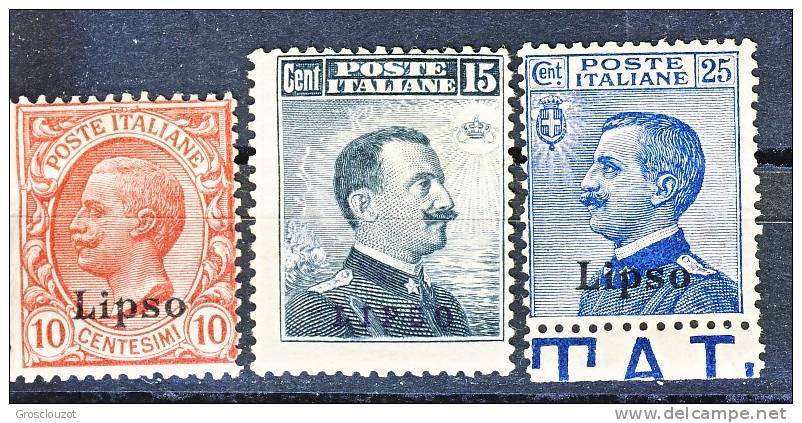 Lisso, Isole Dell'Egeo 1912 SS 60 N.  3, 4, 5 MNH-MNG - Egeo (Lipso)