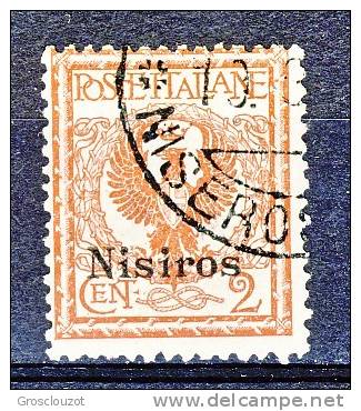 Nisiro, Isole Dell'Egeo 1912 SS 63 N. 1 C. 2 Rosso Bruno USATO - Aegean (Nisiro)