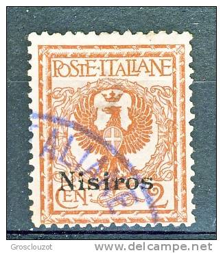 Nisiro, Isole Dell'Egeo 1912 SS 63 N. 1 C. 2 Rosso Bruno USATO - Ägäis (Nisiro)