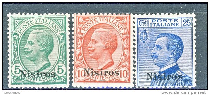 Nisiro, Isole Dell'Egeo 1912 SS 63 N. 2, 3, 5 MNH - Aegean (Nisiro)