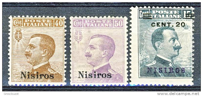 Nisiro, Isole Dell'Egeo 1912 SS 63 N. 6,7 + 1916 N. 8 C. 20 Su C. 15 Grigio Nero MNH - Egée (Nisiro)