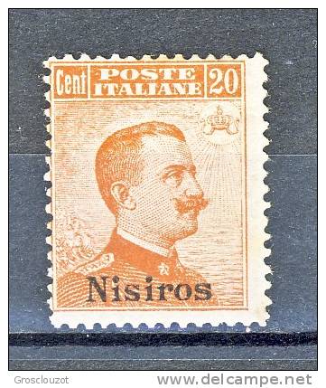 Nisiro, Isole Dell'Egeo 1917 N. 9 C. 20 Arancio Senza Filigrana MNH Cat. € 550 - Egée (Nisiro)