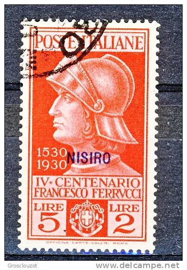 Nisiro, Isole Dell'Egeo 1930 SS 64 N. 16 Lire 5 + Lire 2 Carminio USATO - Ägäis (Nisiro)