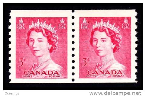 Canada (Scott No. 332 - Reine / Elizabeth / Queen) [**] Paire / Pair -  TB / VF - Francobolli In Bobina