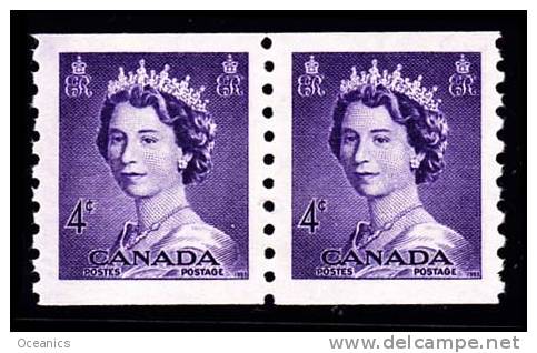 Canada (Scott No. 333 - Reine / Elizabeth / Queen) [**] Paire / Pair -  TB / VF - Francobolli In Bobina